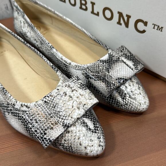 BluBlonc Maya Snake Leather Pointed-Toe Bow Flats Size 38 US 8 - Picture 4 of 10